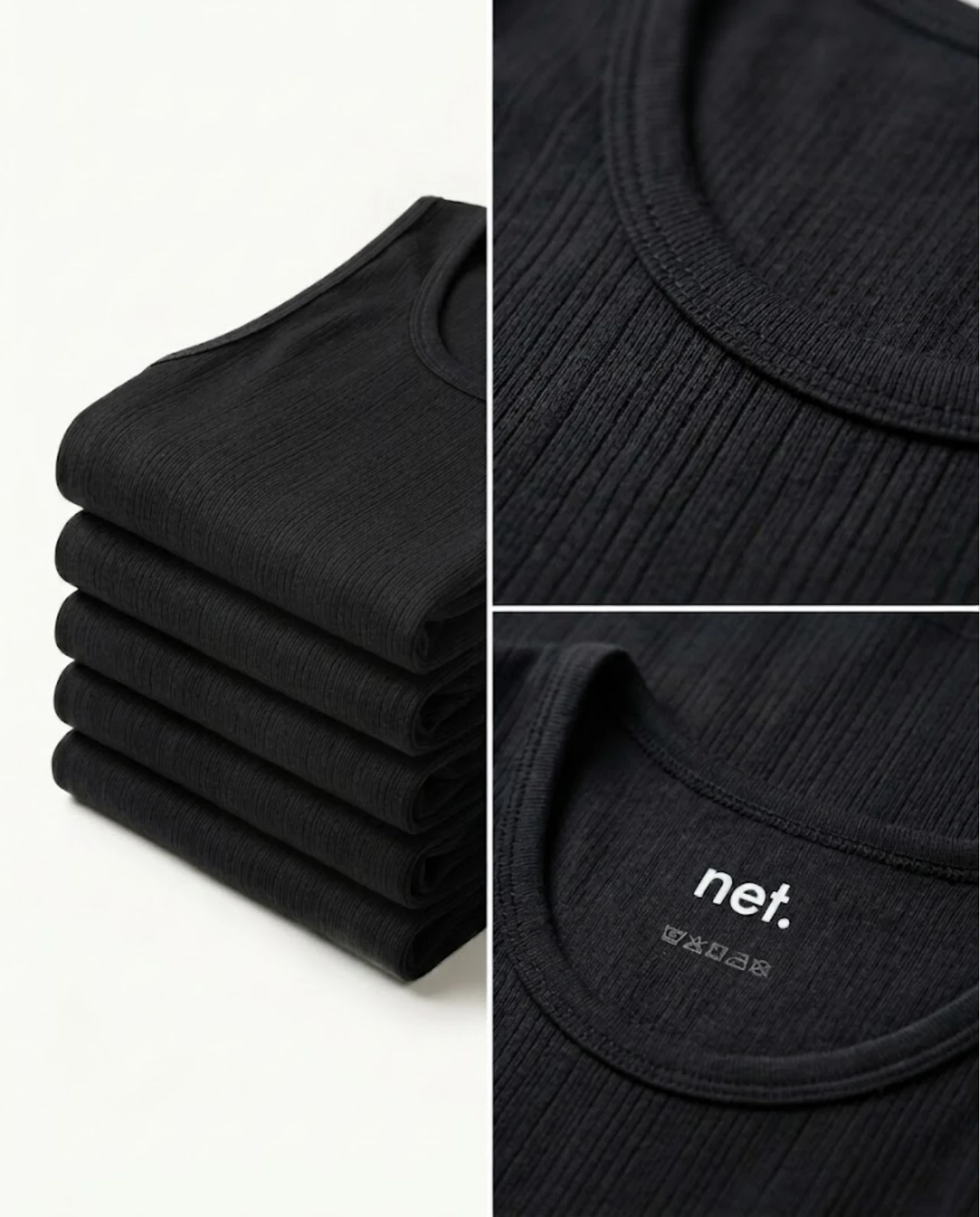 Stretch Fit Tank | Pack de 3 | 2x Noir / 1x Blanc