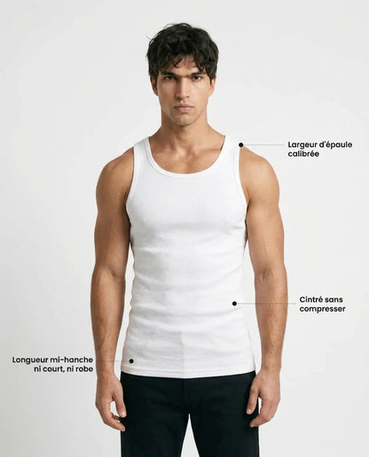 Stretch Fit Tank | Pack de 3 | 2x Noir / 1x Blanc